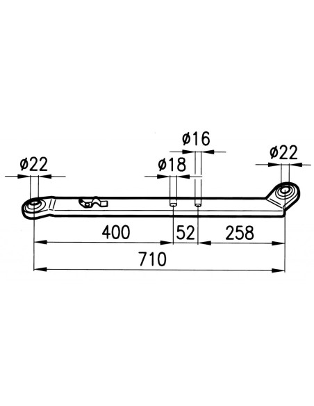 BRACCIO INFERIORE piatto 60x20mm x 710mm DESTRO