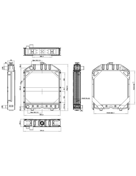 Radiatore 4950225 in Rame 465x640x105 mm