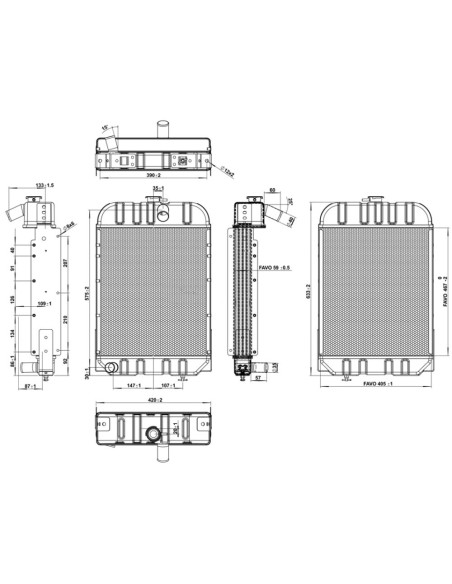 Radiatore 576976 in Rame 425x660x110 mm