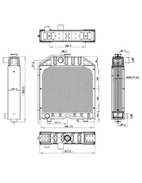 Radiatore S44908541 in Rame 470X565X105 mm