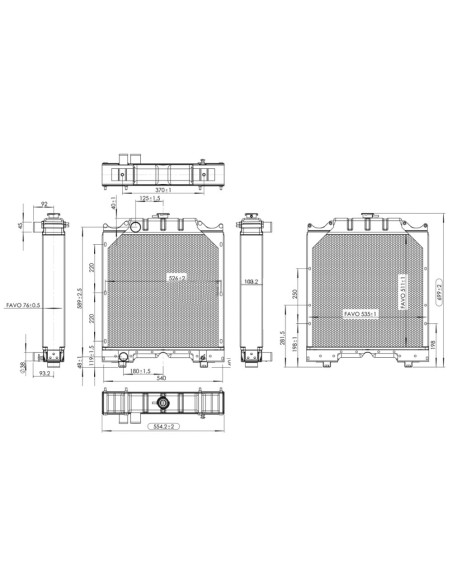 Radiatore S5167365 in Rame 553x695x110 mm