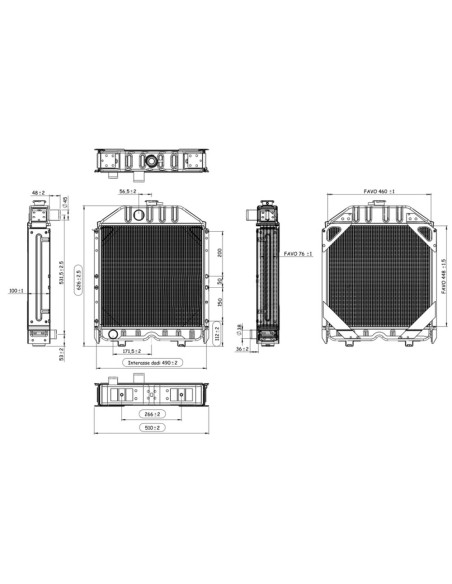 Radiatore 5096597 in Rame 510x650x100 mm