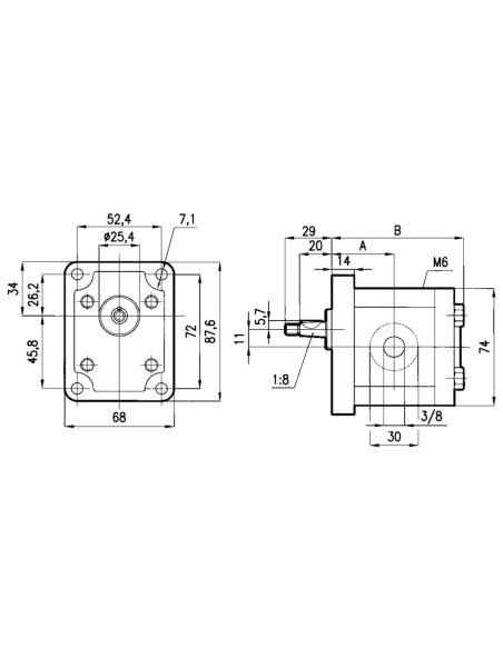 Pompa ad ingranaggi 3,15 cc Sinistra GRUPPO 1