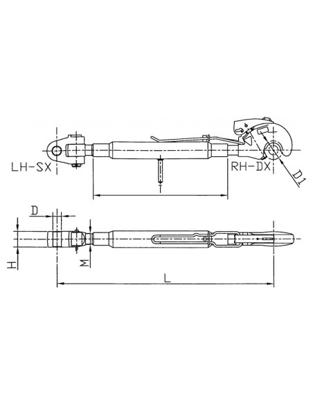 Terzo Punto con Gancio Ø32 min 61cm / max 90.5cm