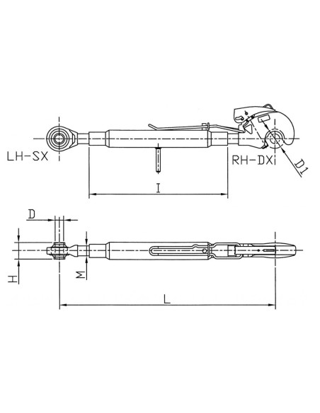 Terzo Punto con Gancio Ø25.4 min 69cm / max 99cm