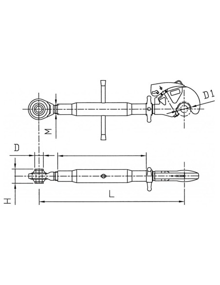 Terzo Punto con Gancio Ø25.4 min 68cm / max 92cm