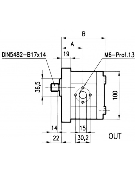 Pompa ad ingranaggi 12 cc Sinistra GRUPPO 2 max 250 bar Albero Scanalato
