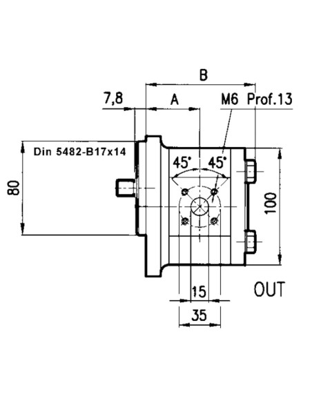 Pompa ad Ingranaggi Flangia Ø 80 Destra 8,2 cc GRUPPO 2 Scanalato
