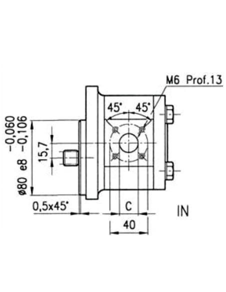 Pompa ad Ingranaggi Flangia Ø 80 Sinistra 12 cc GRUPPO 2 Scanalato