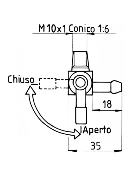 RUBINETTI SERBATOI Lombardini 2 vie Ø 6 mm