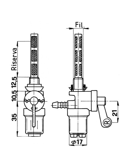 RUBINETTI SERBATOI Minarelli Filetto 12x1 mm