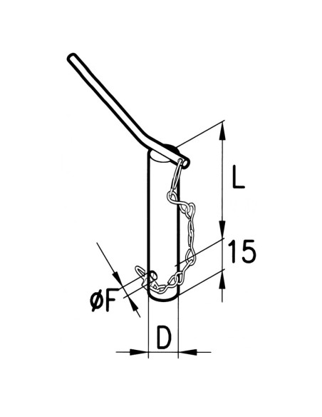 PERNO 22x175mm CON MANIGLIA, SPINA E CATENA