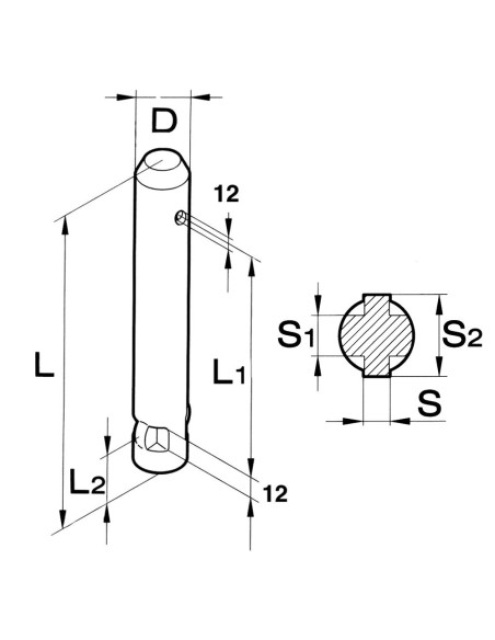PERNO 22x130mm per Frese Maschio