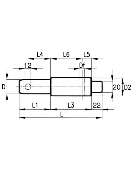 PERNO Attacco Attrezzi Ø22 L 175 mm LANDINI