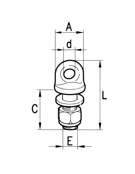 Perno ad Occhio Ø15 con Dado M16x2mm