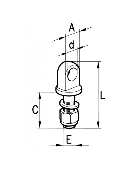 Perno ad Occhio Ø20 con Dado M20x2,5mm