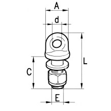 Perno ad Occhio Ø20 con Dado M22x1,5mm