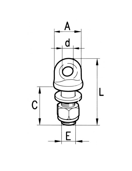 Perno ad Occhio Ø20 con Dado M22x1,5mm