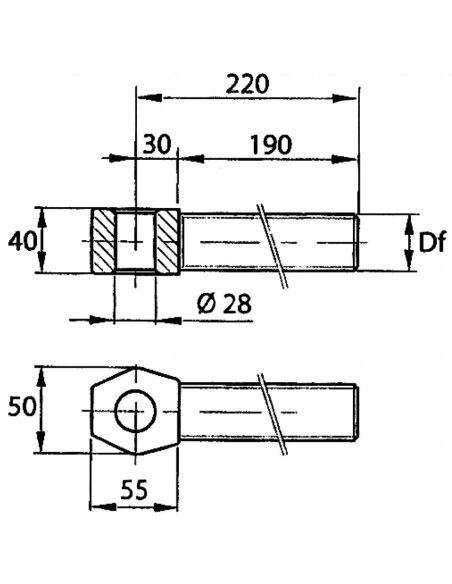 TIRANTE FILETTATO SINGOLO M36x3 DESTRO