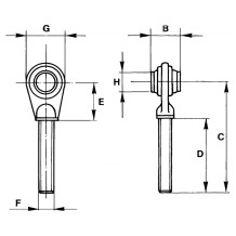 TIRANTI FILETTATI M30X3mm FORO 25.4mm SINISTRO