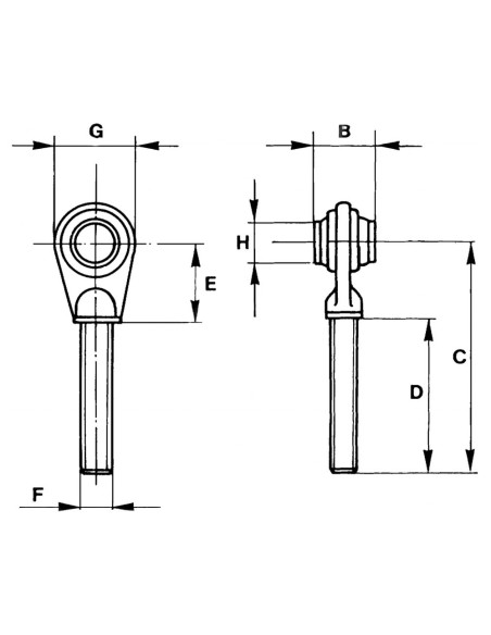 TIRANTI FILETTATI M24X3mm FORO 25.4mm DESTRO