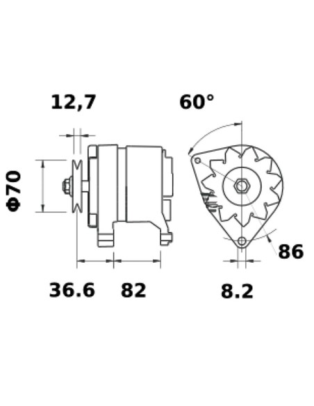Alternatore trattore 3661191M91 14V 65A per macchine agricole