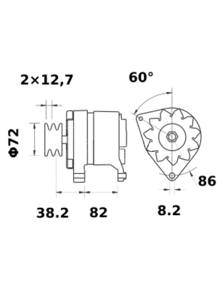 Alternatore trattore 3551780M92 14V 65A per macchine agricole