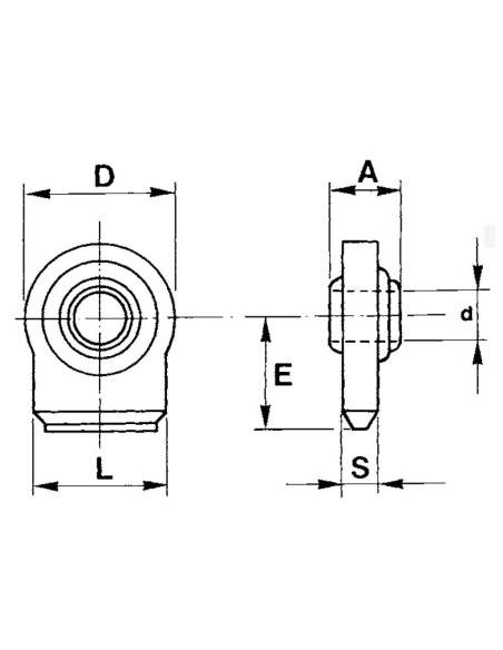 Supporto Rotula per Bracci Inferiori Fianchi Dritti Ø25 x 35mm