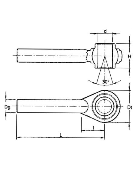 Tirante Rotula con Gambo Tondo per Cilindri Cat.1 L 270mm
