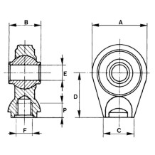 Supporto con Rotula Sferica Ø19,3x44 mm Base Ø34 Spianata
