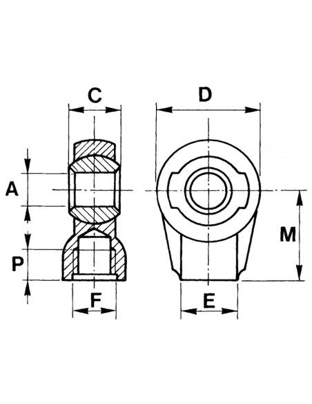Supporto con Rotula Smontabile Foro Ø25 Filetto M20x1,5 mm