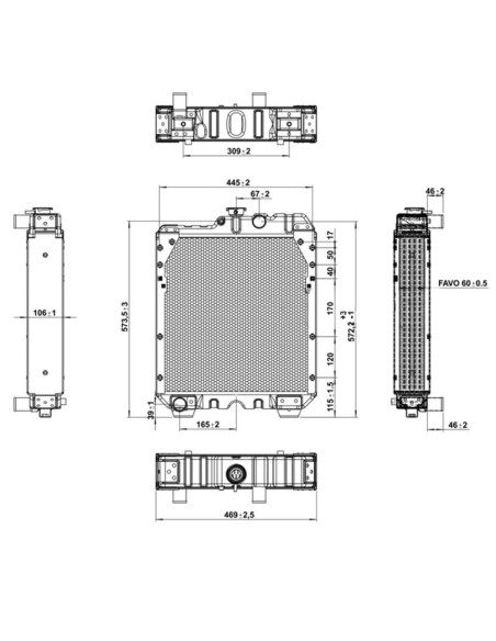 Radiatore S5172928 in Alluminio 464x610x110 mm