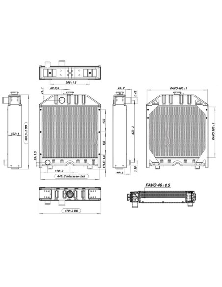 Radiatore S5156033 in Alluminio 470x583x100 mm