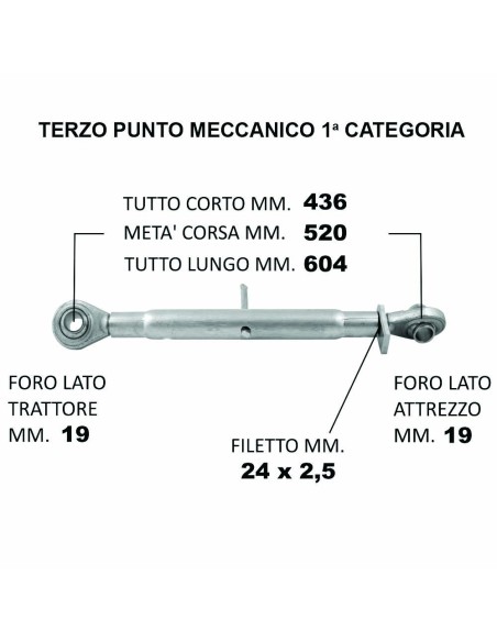 Terzo Punto Meccanico Ø19.3 min 43.6cm / max 60.4cm