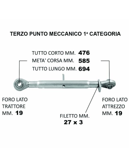 Terzo Punto Meccanico Ø19.3 min 47.6cm / max 69.4cm