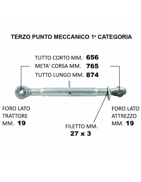 Terzo Punto Meccanico Ø19.3 min 65.6cm / max 87.4cm
