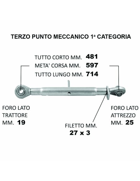Terzo Punto Meccanico Ø19.3 min 48.1cm / max 71.4cm