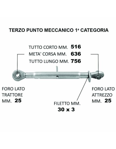 Terzo Punto Meccanico Ø25.4 min 51.6cm / max 75.6cm