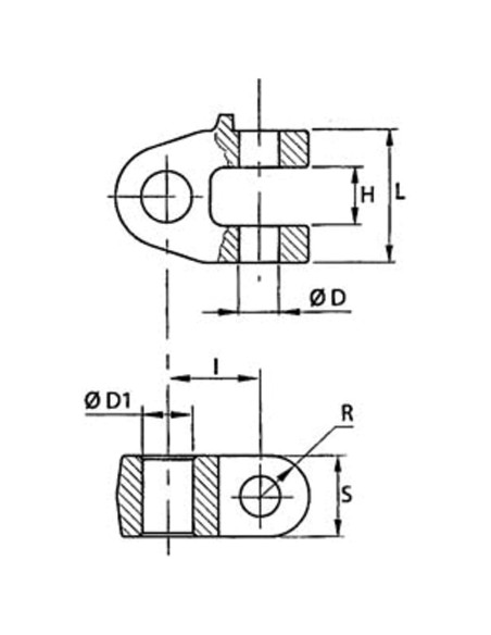 Forcella a Crociera per Tirante Filettato Foro Ø36 mm