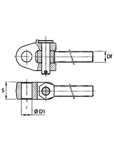 Crociera con Tirante Filettato e Perno M30x3 mm Ø28 mm Sinistro