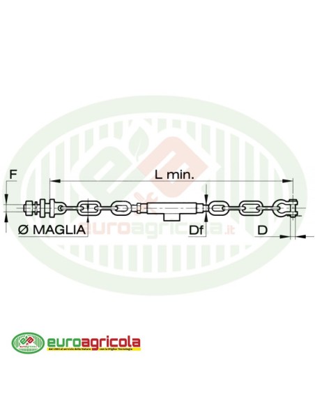 Catena Imbrigliamento 580mm Maglie 2+3